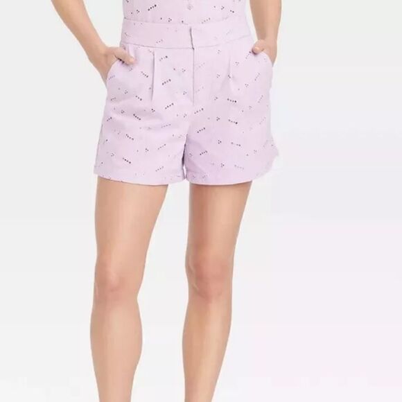 Women's A New Day High-Rise Eyelet Shorts Lilac 6 NWT - Picture 1 of 5